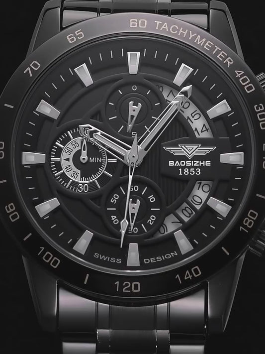 BAOSIZHE-Men's Watch Mechanical Skeleton Fully Automatic Waterproof Luminous Quartz Watch